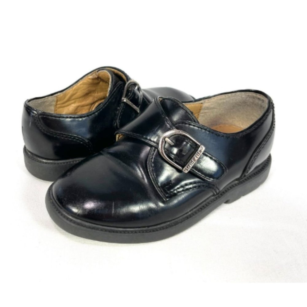 Stride Rite Monk Strap Dress Shoes Boys 9 Black Leather School Uniform